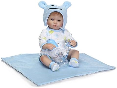 Soft Awake Boy + Asleep Girl Twins Baby Nurturing Dolls 17''42Cm Soft Silicone Cloth Body Reborn Baby Doll For Sale Fashion Kids Birthday Gifts,Boy Doll?17 Inches About 43Cm for Patients with Anxiety Disorder