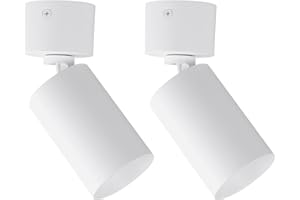 Klighten 2 Pcs Foco de Techo Blanco Orientable GU10, Focos Superficie Ajustables, Redondo Lampara Focos Techo de Aluminio para Cocina Salón Dormitorio, 55 x 140 mm, Bombilla no Incluida