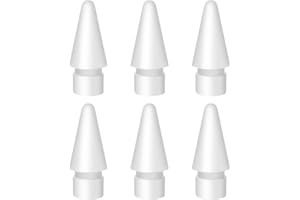 RCIDOS 6 Pezzi Punte Apple Pencil Alta Sensibilità Punte, Punta Ricambio Accessori Compatibile con Apple Pencil PRO/USB-C Punta per Apple Pencil 1/2 Generazione, (Bianco)