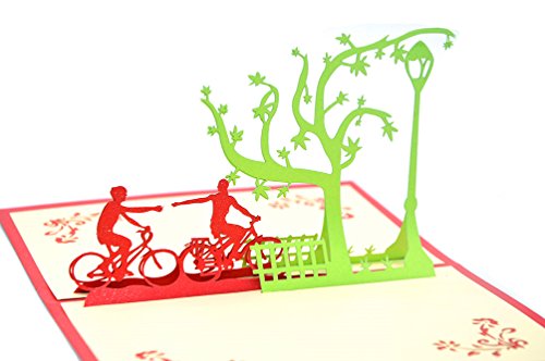 medigy fait main cartes de vux 3D pop up pour ST VALENTIN, amoureux, couple de Valentines Day Gifts/cartes de vélo (amoureux)