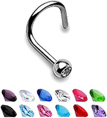KULTPIERCING Pack of 11 Corkscrew Nose Studs