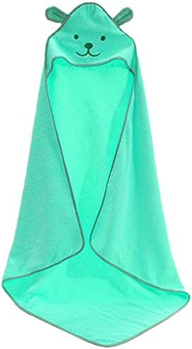 Baby Cotton Hooded Bath Towel Wrap Robe Cloak Cute Newborns Bathe Swim Bathrobe Soft 0-7 Years Child Beach Towels 39" x 39",Green