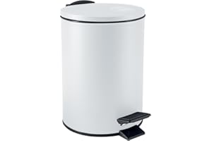 Spirella - Poubelle à Pédale Adelar - Acier Mat - Mécanisme Slow Close Silencieux - Revêtement Anti-Traces - Design Moderne et Élégant - Blanc Mat - 3L