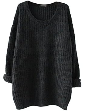 Felpa Da Donna Girocollo Maglia Maglione Lungo Pullover Jumper Sweatshirt