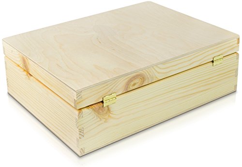 Teebox mit Deckel aus Holz mit 12 Fächern – Kiefer Naturbelassen Unbehandelt – ca. 29 x 22 x 8 cm – Venkon ® - 6