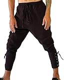 Befestigung: Kordelzug Runyue Herren Lose Steampunk Hose Kleiner Fußriemen Hosen Lässig Gothic Herrenhosen Braun M