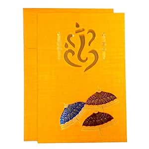 Me Wedding Card Ganesha 3 Chatri Design Invitation Hindu Marriage Rituals In Saffron Colour Amazon In Toys Games