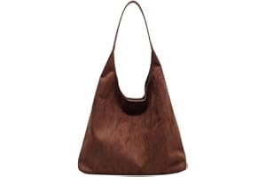 HICARRY Suede Tote Bag with One Pouch, Hobo Slouch Bag Handbags, Women's Shoulder Bags Retro Ladies Suede Hobos Bags for School College Work