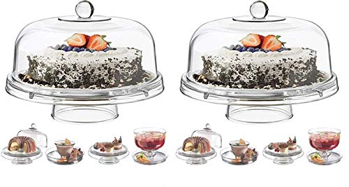 GR8 Home Multi Functional 6in1 Clear Cake Stand Dome Platter Dip Server Punch Salad Snack Bowl Kitchen Party BBQ Picnic Tray (Tw? ???k)