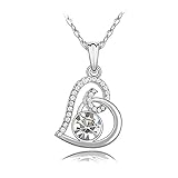 "Ewiges Herz" Halskette mit Kristallen von SWAROVSKI, Halskette Damen, Schmuck D
