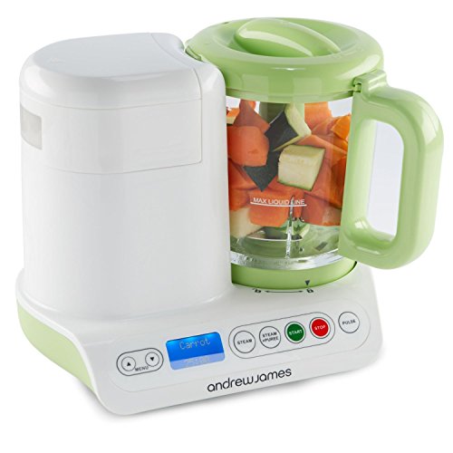 Andrew James Digital Baby Food Maker - 2 Year Warranty - 2 in 1 Compact Blender And Steamer To Cook And Puree Food-Available in Light Green Or Raspberry Pink (Light Green)