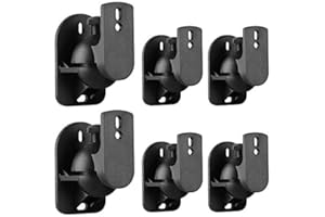 TNP PRODUCTS TNP Universal Satellite Speaker Wall Mount Bracket Ceiling Mount Clamp with Adjustable Swivel and Tilt Angle Rotation for Surround Sound System Satellite Speakers - 6 Pack, Black
