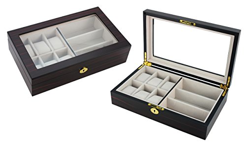Hochwertige Uhrenbox, Brillenbox von Woolux fr 6 Uhren und 3 Brillen aus Holz Hochwertige Uhrenbox, Brillenbox von Woolux fr 6 Uhren und 3 Brillen aus Holz