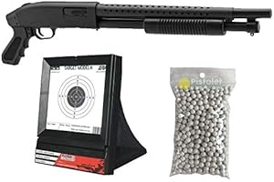 Cybergun Pacchetto Completo con Accessori - Fucile da Caccia con Pompa Softair, a Molla, 0,5 Joule, Colore Nero, Ricarica Manuale