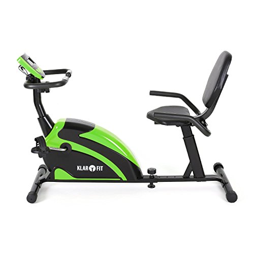 Klarfit Relaxbike 5G Ergometer Liegefahrrad, Ausdauertraining im Liegen (belastbar max. 100kg, 5kg Schwungmasse, Handpulsmesser, großes LCD-Display) schwarz-orange oder schwarz grün - 2