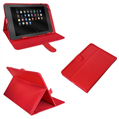 eFabrik Universal Tablet Tasche für 10 - 10.1 Zoll Tablet Hülle Schutztasche Schutzhülle Cover Case mit Aufstellfunktion Leder-Optik rot