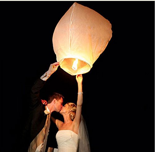 20 x Eco-Friendly Sky Lanterns for Christmas, New Year, Chinese New Year, Weddings & Parties (40cms 58cms x 105cms) (White) - 4