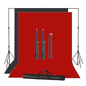 Boltove Black and Red Screen Backdrop with Stand, 8FT X 12FT Wide Green Screen Backdrop with 8.5 FT x 12 FT Wide Photo Backdrop Stand, Photo Backdrop Stand Kit Include Carry Bag