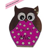 pinkeSterne ☆ Kinderschild Holz Holzeule Eule Pink Sterne Holzschild Deko
