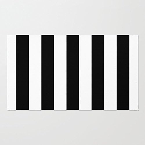 Whiangfsoo Black and White Stripes Rug for Bathroom, Bedroom Area Rugs 16" x 24"