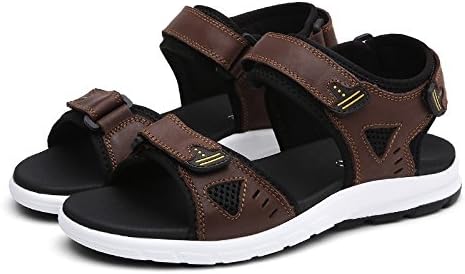 Men Women Leather Sandles Summer Outdoor Walking Beach Hiking Fisherman Sandles Black, black, UK 5/EU 37