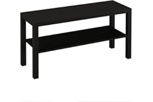 URBNLIVING 2 Tier TV Bench Entertainment Media Stand Cabinet Wooden Storage Display Unit Center Shelf, Modern TV Console Table for Living Room Bedroom - Rustic Brown, H45cm x W90cm x D30cm (Black)