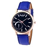 LuckhomeDamen Armbanduhr Analog Quarz LederDamenmode Casual Lederband Analoge Quarz-Uhr（Blau）