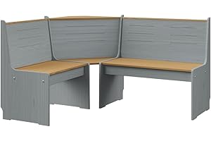 Hommdiy Corner Bench Set for Dining Room Kitchen Pure 151 cm Honey Brown and Grey Solid Pine Wood