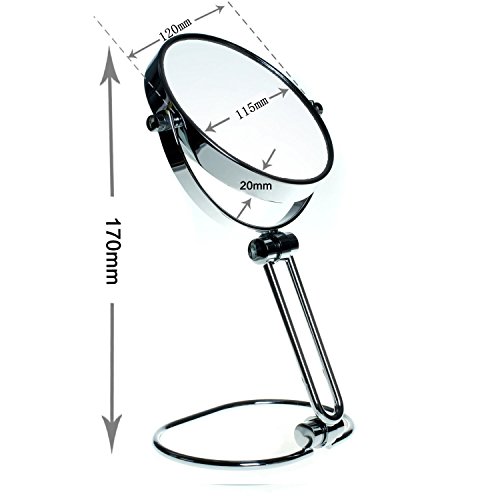 HIMRY Designed faltbare Kosmetikspiegel, 5 inch, 10x Vergrößerung, 360° drehbar. Kosmetik Spiegel / 2 Spiegel: normal und 10 – fach Vergrößerung,verchromten, Tisch Spiegel unterwegs Spiegel KXD3124-10x - 4