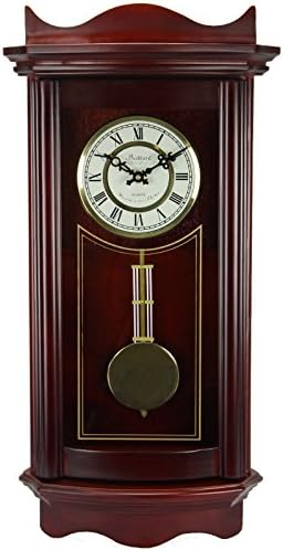 Bedford Clock Collection BED1247CHR Weathered Wall Clock with Pendulum, Cherry Wood