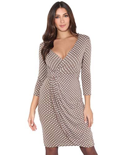 KRISP Vestido Moda Mujer Fruncido, Moca (6487), 46, 6487-MOC-18