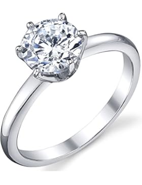 Ehering / Trauring Sterling-Silber 925 mit Zirkonia im Brillantschliff 1,25 Karat, Größe5bis10