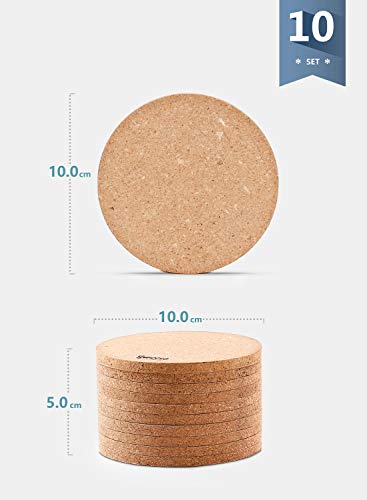 Sweese Korkuntersetzer, 10er set, 10cm Durchmesser Untersetzer aus Kork - 4