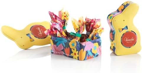 Venchi - Lattina a Forma di Coniglio, 66 Gr, 6 Ovetti Nocciolati Assortiti, Senza Glutine, Collezione Primavera Venchi Teresa Rego, Idea Regalo Festa della Mamma