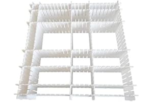 DIY Separadores de Cajones 32.4x7 cm, JSF Set de 12 Ajustable Organizador de Cajones (Blanco)