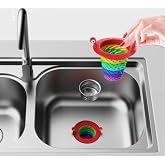 G&ouml;kkuşağı Renkli Lavabo S&uuml;zgeci Katlanabilir Mutfak Gider Filtresi, Tıkanma &Ouml;nleyici,6 Kademeli,Yemek Artığı Tutucu Lavabo Gi