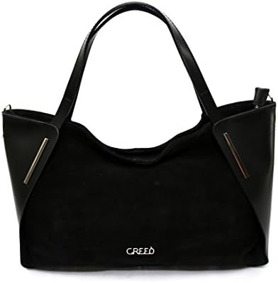 Womens Leather Handbag Parma, Made in Italy Beige (Black)