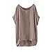 Produktbild BHYDRY Womens Fledermaus Kurzarm beiläufige lose Top Dünnschnitt Bluse T-Shirt Pullover(Khaki,XXXL)