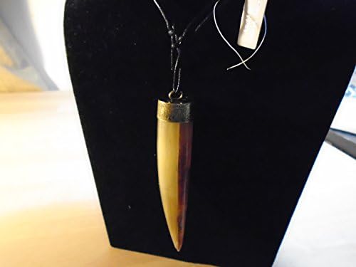 LARGE 90 mm long Genuine BUFFALO HORN Pendant, ethnic pagan tribal pendant hand crafted genuine horn, made in USA by Key West Gypsy ,new with tag , 10 yr guarantee