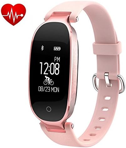 Women Lady Girl Smart Bracelet Fitness Tracker Heart Rate Monitors Activity Trackers Smartwatch IP67 Waterproof Bluetooth Pedometer Wristband Sleep Monitor for Android &amp; IOS Smartphone, iPhone (Rose Gold)