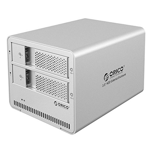 ORICO Aluminium 3,5" Dual Festplattengehäuse Dockingstation, USB 3.0, für 3,5-Zoll SATA HDD, Hochgeschwindigkeit, Werkzeugfreie Montage, bis zu 2 x 8 TB = 16 TB