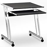 Computer Desk Z-Shaped with Sliding Keyboard Small Office PC Table Movable Black Study Workstation ()