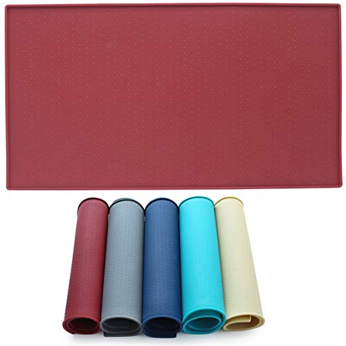 AMZNOVA Haustier Schüssel Mat Food Grade Silikon gemacht wasserdicht & Nonstop-Hund Katze Essen Matte, 60 cm × 40 cm, Rot