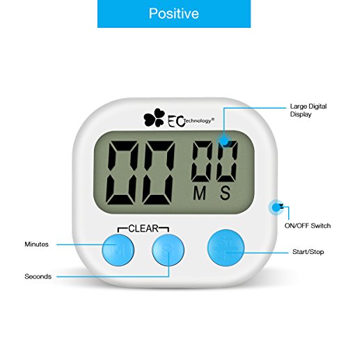 EC Technology digitale Küchenuhr/ Timer, Digital Timer mit großem Bildschirm und Magnet für die Küche zum Kochen, Backen, Spiele, Sport und Büro - 3