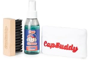 Cap Buddy Set de Limpieza de Gorras Limpiar Todas Tus Gorras de béisbol, independientemente de si Tienen la Visera Recta o Curva. Spray orgánico, Cepillo y paño