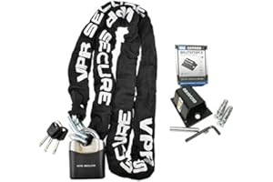 OXFORD SECURITY Oxford Brute Force Motorbike Security Ground Anchor VPR Sabre Hard Steel Motorcycle Chain Lock 1.8m - Black