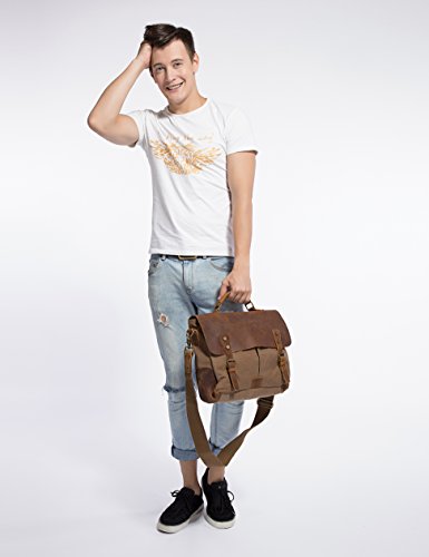 ECOSUSI Aktentasche Messenger Bag Damen Umhängetasche Herren Schultertasche Leder Tasche - 2