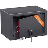 Brihard Sejf Home z zamkiem kluczowym - 20x31x20cm Bezpieczeństwo domu Sejf - 11L Pojemność, Wykończenie Tytanowy Szary odpor