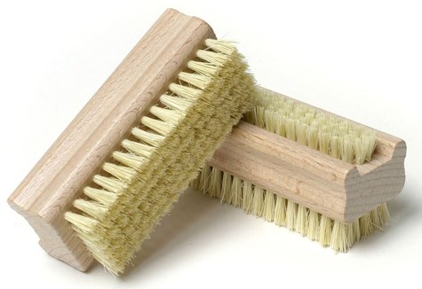 Wooden Handle Double Sided Nylon Bristle Nail Brush - Set of 2