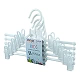 Hangerworld 30cm White Plastic Coat Hangers with Trouser/Skirt Clips - For Baby & Toddler Clothes, Pack of 40